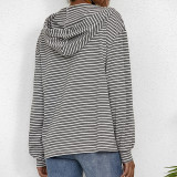 Stripe Printed Long Sleeve Hooded Casual Sweatshirts