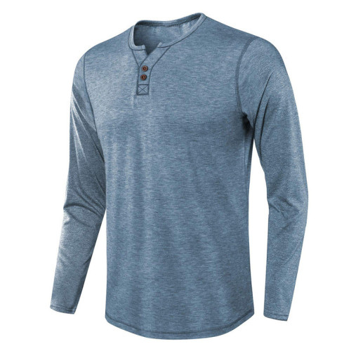 Men's Button Front Long Sleeve T Shirt