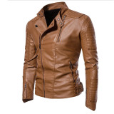 Men's Stand Collar Punk PU Leather Jacket