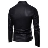 Men's Stand Collar Punk PU Leather Jacket