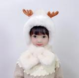 Child Antler Thickened Warm Plush Hat with Scarf