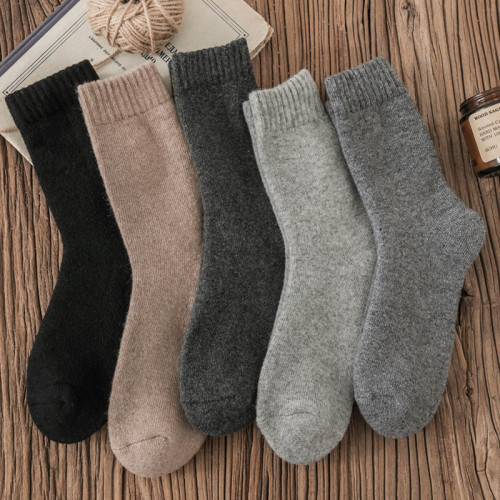 Men Solid Color Thickening Wool Socks