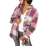 Plaid Shirt Blouse Casual Long Sleeve Flannel Jacket Coat
