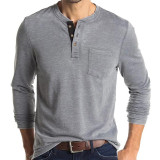 Men's Round Neck Long Sleeve Henry T Shirt