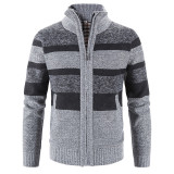 Men's Color Block Stand Collar Sweaters Cardigans