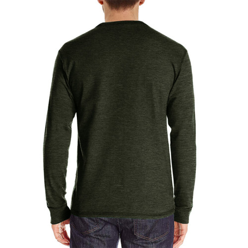 Men's Round Neck Long Sleeve Henry T Shirt