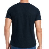 Men T-Shirt Short Sleeve Solid Henry Shirt Tops