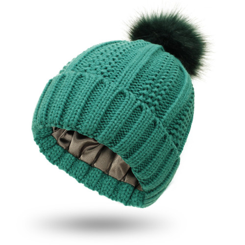 Solid Color Ribbed Pom Knit Hat