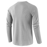 Men's Round Neck Long Sleeve Waffle Henry T Shirt