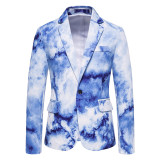 Men Tie Dye Print Slim Business Suit Jackets