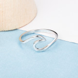 Women Real 925 Sterling Silver Wave Shape Design Ring