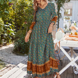 Bohemian Floral Print Maxi Dress