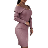 Sexy Off Shoulder Long Sleeve Bodycon Dress