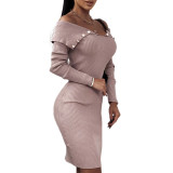 Sexy Off Shoulder Long Sleeve Bodycon Dress