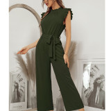 Solid Color Sleeveless Wide Leg Jumpsuit