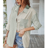 Casual Long Sleeve Striped Blouse