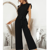 Solid Color Sleeveless Wide Leg Jumpsuit