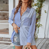 Casual Long Sleeve Striped Blouse