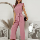 Solid Color Sleeveless Wide Leg Jumpsuit