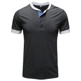 Men Crew Neck Contrast Color Short Sleeve Tops