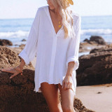 Mid-length Beach Holiday Style Sunscreen Shirt Blouse