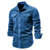 Men's Shirt Business Casual Solid Color Corduroy Shirts