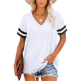 Women Casual V-neck Short Sleeve Summer T-shirt Tops