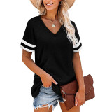 Women Casual V-neck Short Sleeve Summer T-shirt Tops