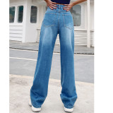Womens High Waist Ripped Jeans Denim Trousers
