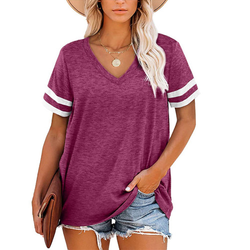 Women Casual V-neck Short Sleeve Summer T-shirt Tops