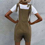 Solid Color Pockets Casual Shorts Jumpsuit