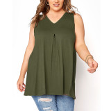 Plus Size V Neck Sleeveless T Shirt Tank Top