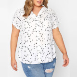 Printed Button Cardigan V Neck Casual Shirt Plus Size Top