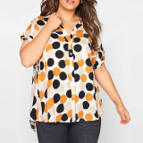 Printed Button Cardigan V Neck Casual Shirt Plus Size Top