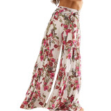 Beach Wide Leg Loose Pants With Straps
