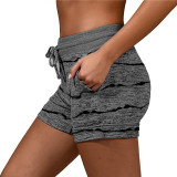 Plus Size Stripe Printed Drawstring Shorts