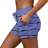 Plus Size Stripe Printed Drawstring Shorts