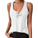 Solid Color Summer U-Neck Sleeveless Tank Top