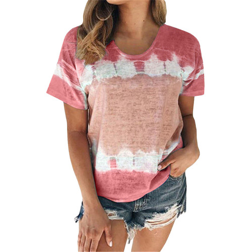 Tie Dyed Print Summer Short Sleeve T Shirt