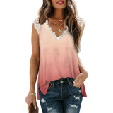 Lace Patchwork Gradient Sleeveless Top