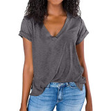 Women V Neck Short Sleeve Tops