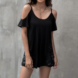 Sexy Off Shoulder Short Sleeve Lace Top Tees