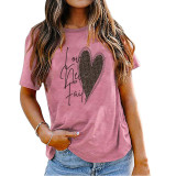 Leopard Love Heart Valentine Short SleeveT-shirts