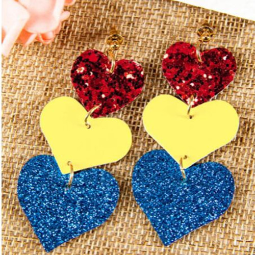 Heart Shape Leather Sequins Earrings