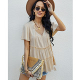 Summer Solid Color Short Sleeve Tops