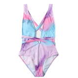 Tie Dyed Printed Bandage One Piece Swimsuit