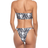 Women's Leopard/Snake Print Strapless Bikini Set Swimsuit