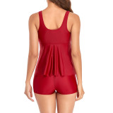 Solid Tank Top with Boyshorts Tummy Control Swimming Suits
