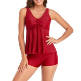 Solid Tank Top with Boyshorts Tummy Control Swimming Suits