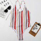 Women's Striped One Piece Swimsuit